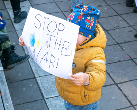 Demonstration in Stockholm against the Russian invasion of Ukraine Feb 27, 2022 CC-BY 4.0 Frankie Fouganthin