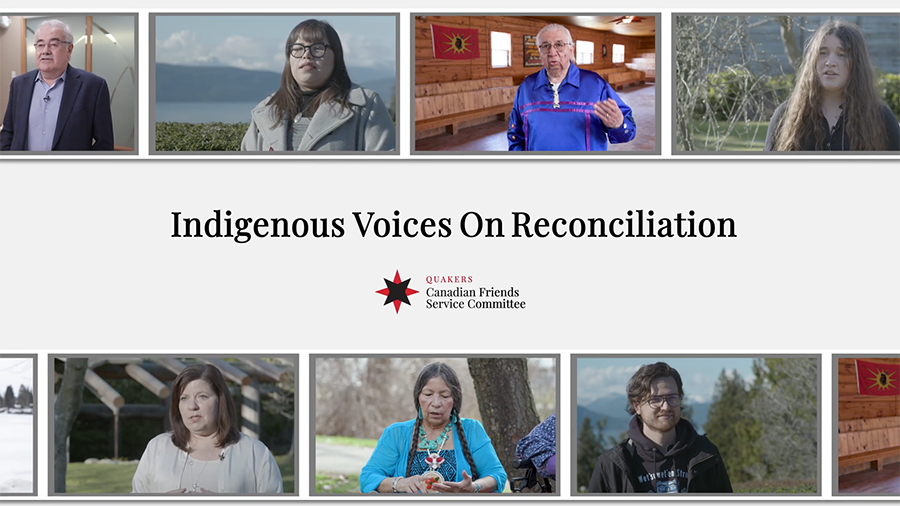 A still from the introduction to the video series Indigenous Voices on Reconciliation from CFSC (Quakers)